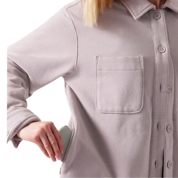 Athleta Plus Size Retroplush Shirt Jacket Tinsel Purple 3X NWOT - Picture 3 of 9